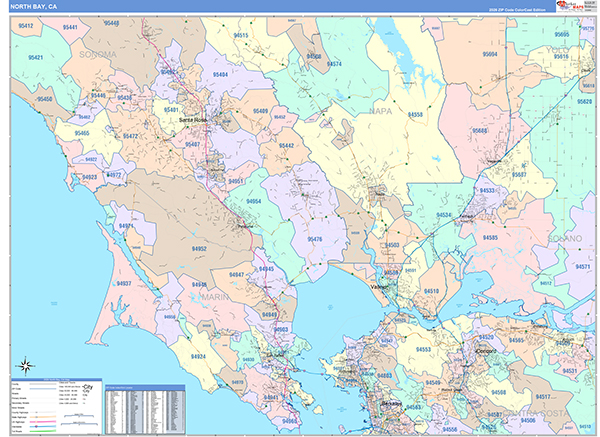 North Bay Metro Area Wall Map Color Cast Style